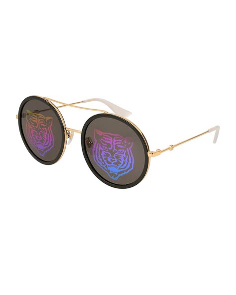 gucci tiger multicolor round sunglasses|gucci round sunglasses for men.